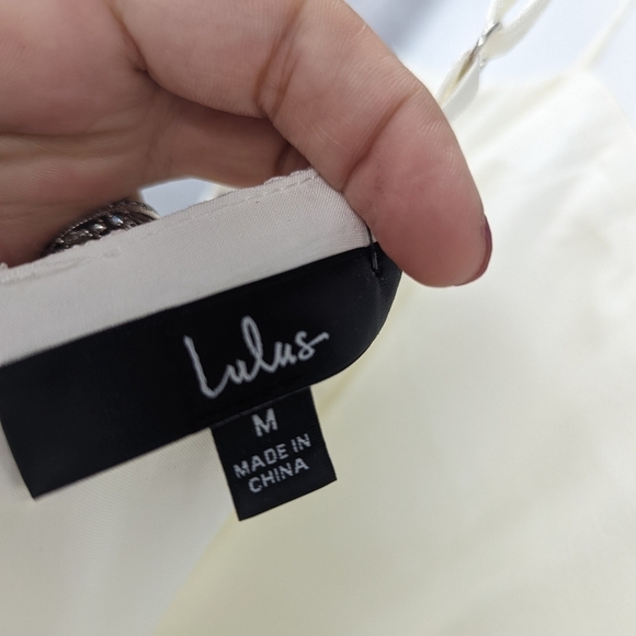 NWT LULU'S Soiree Bound Jacquard Ruffle Spaghetti Strap Mini Dress - Picture 5 of 7